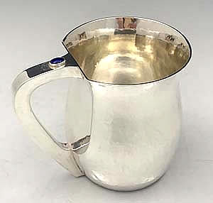 William Frederick sterling silver hand hammered cup set with stone on handle