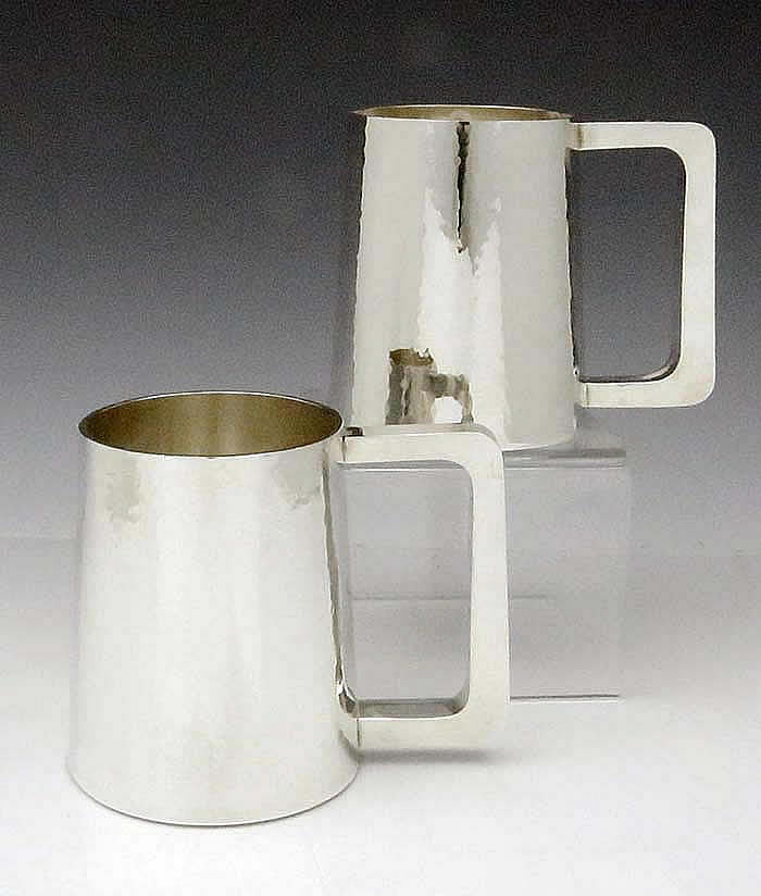William Frederick sterling Chicago hand hammered pair of heavy mugs