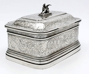 large Whiting antique acid etched sterling silver table box