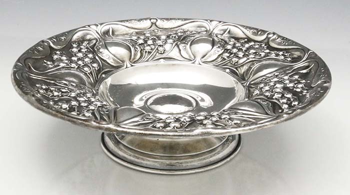Whiting Lily of the Valley sterling silver footed bowl