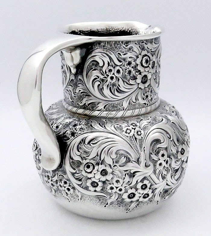 Whiting sterling silver repousse pitcher