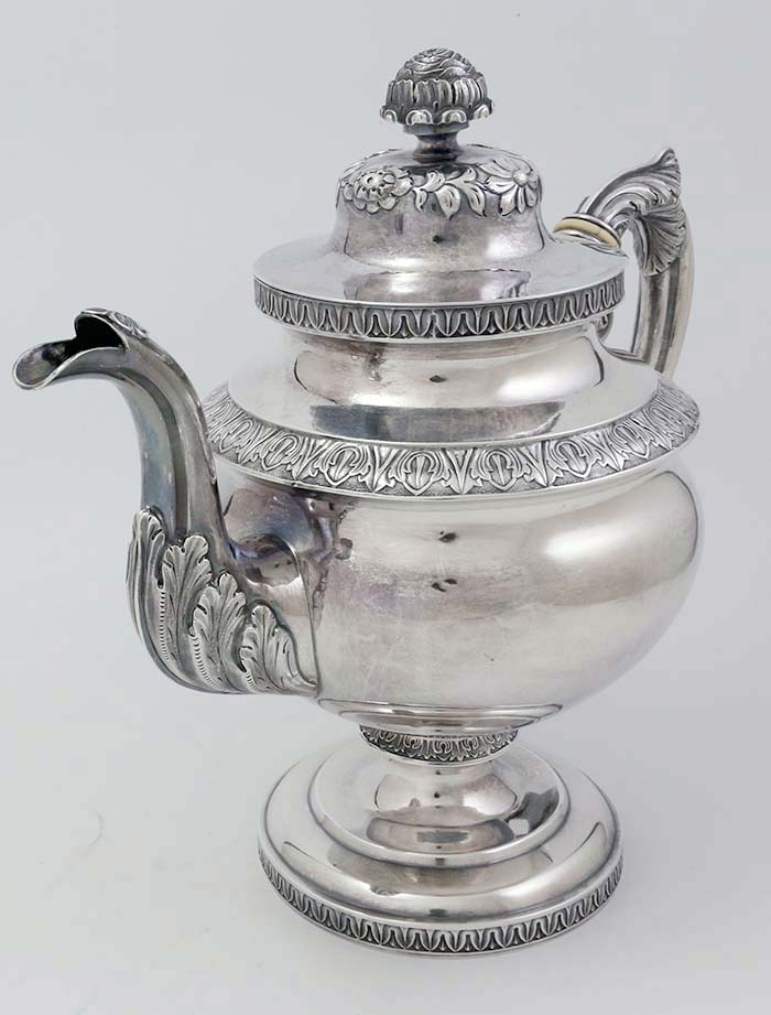 antique American coin silver teapot