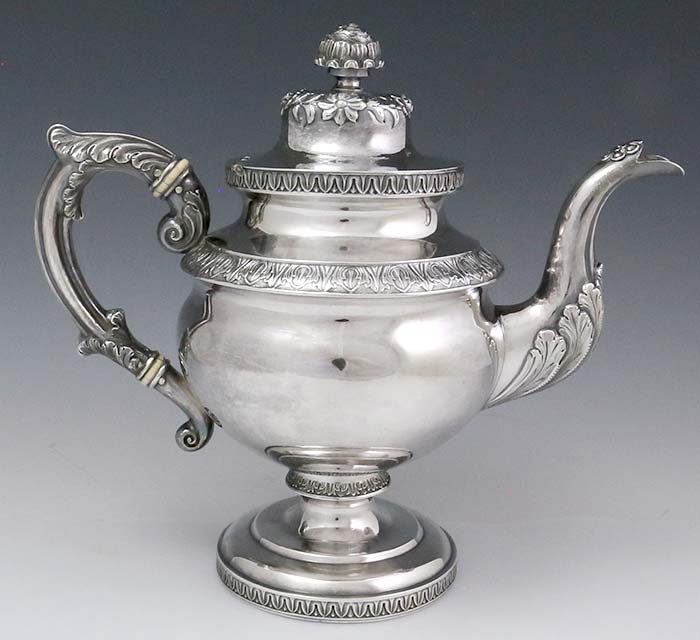 R & W Wilson Philadelphia coin silver teapot