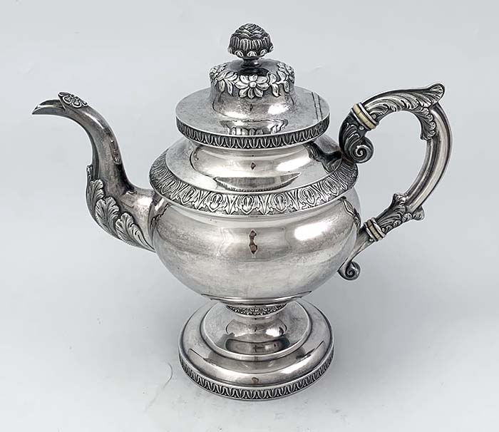 R & W Wilson teapot coin silver