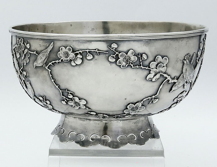 Chinese export silver fruit bowl