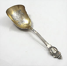 Philo Gilbert Medallion coin silver scoop with engraved bowl