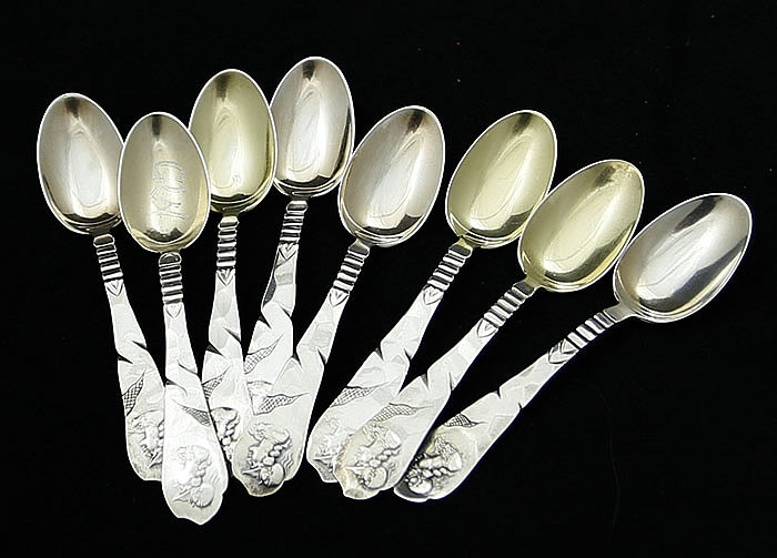 Etruscan medallion coffee spoons sterling Knowles