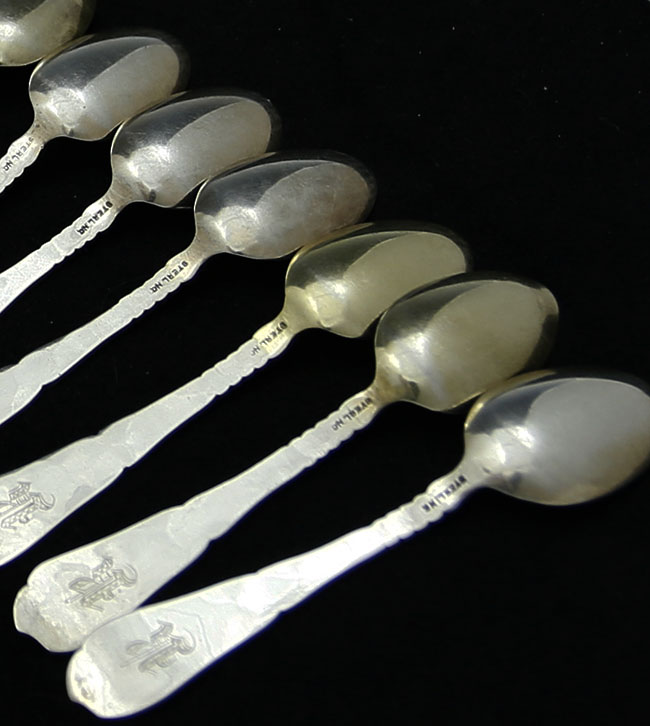 reverse of coffee spoons sterling silver etruscan