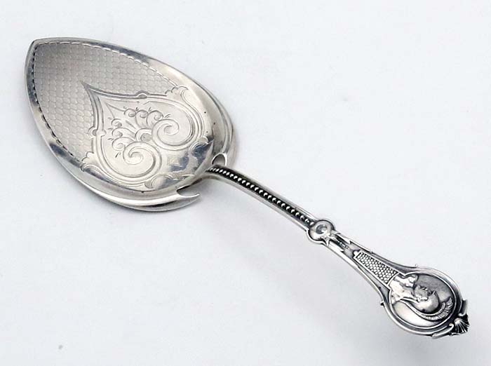 Wood & Hughes Medallion coin silver pie server engraved blade
