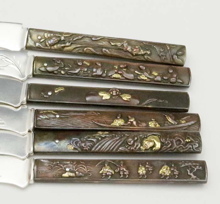 handles of Gorham mixed metals number 5 antique fruit knives