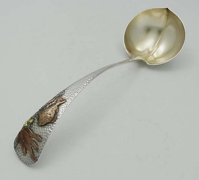 Gorham antique sterling silver mixed metals ladle oyster