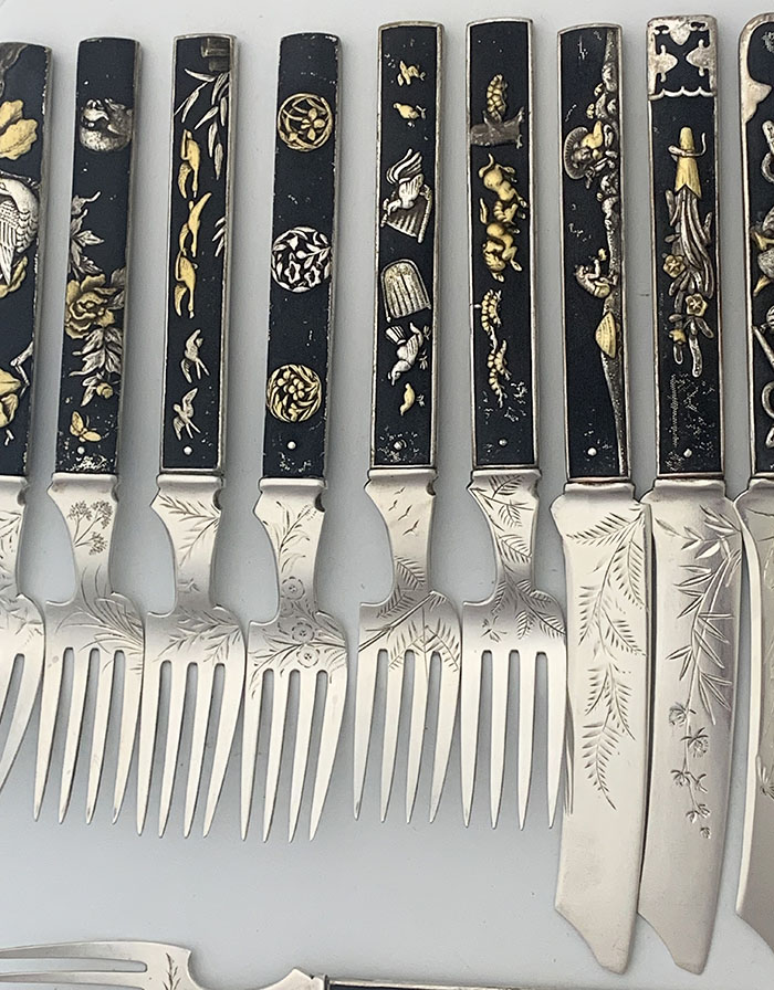 Gorham mixed metals antique fruit knives and forks