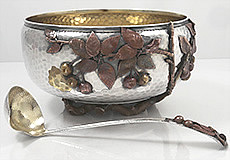 Gorham mixed metals punch bowl with ladle