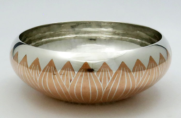 Tiffany sterling and copper inlay fruit bowl