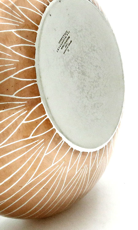 detail of copper inlay on Tiffany sterling bowl