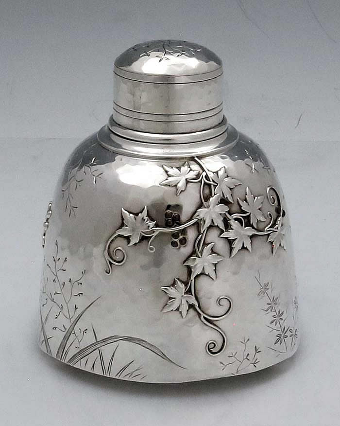 Whiting hammered and mixed metals sterling silver tea caddy 