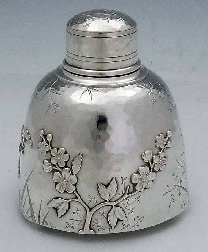 Whiting hammered and mixed metals sterling silver tea caddy 