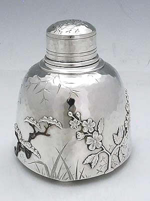 Whiting antique sterling hammered mixed metals tea caddy