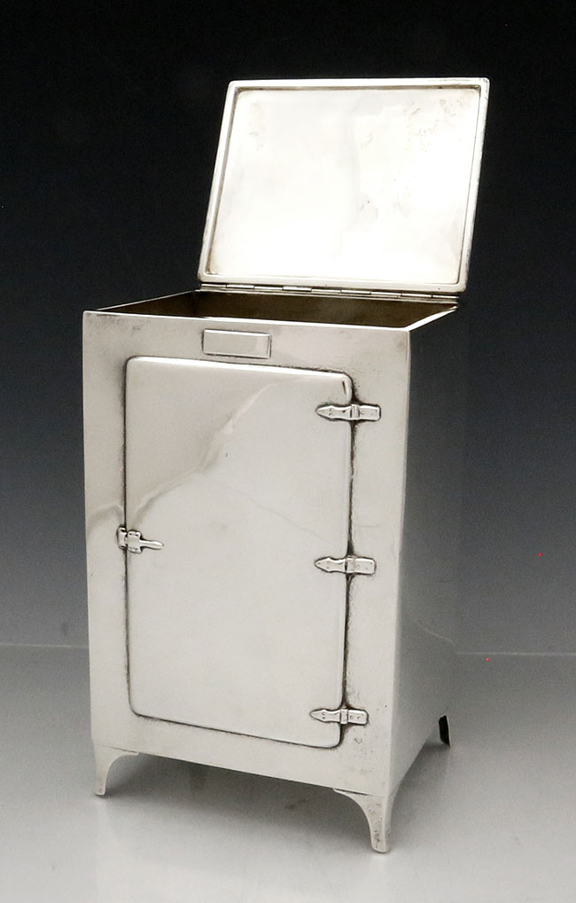 antique sterling silver ice chest by Ahrendt and Taylor circa 1920