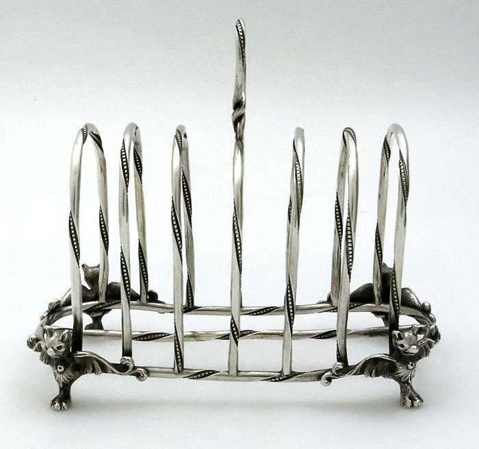 antique coin silver toast rack