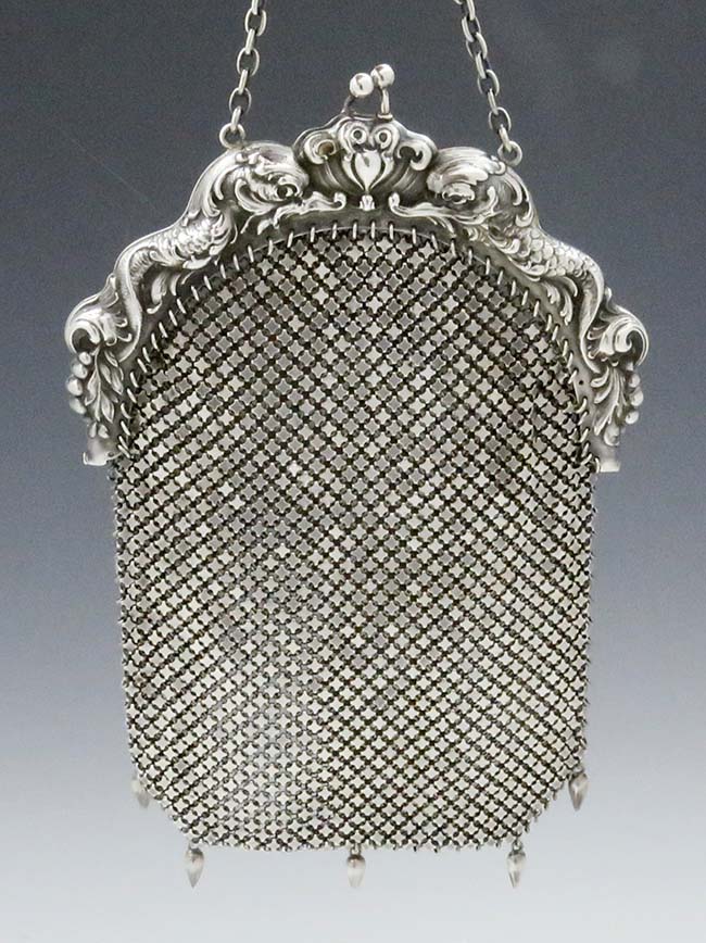 antique sterling art nouveau Blackinton mesh purse