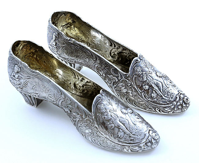 pair of German silver antique shoes 