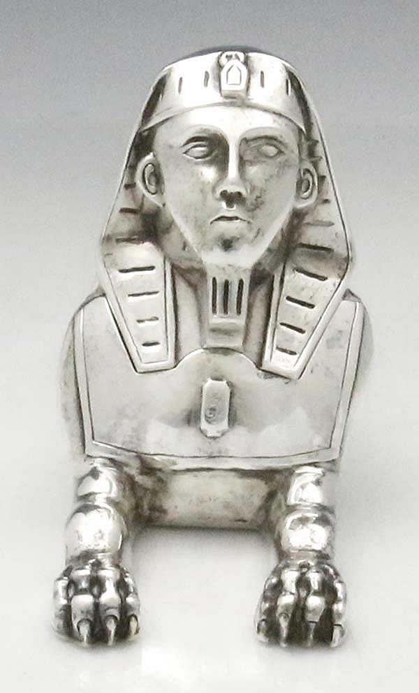 antique sterling silver inkwell sphinx
