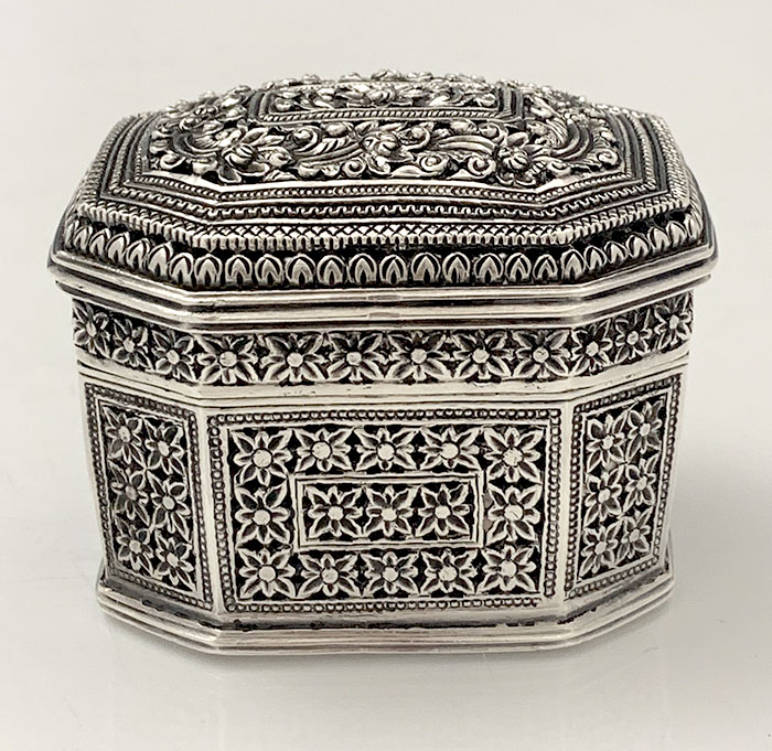antique silver Burmese box Burma silver