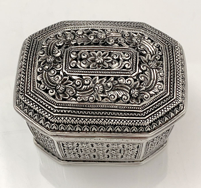 antique silver Burmese box