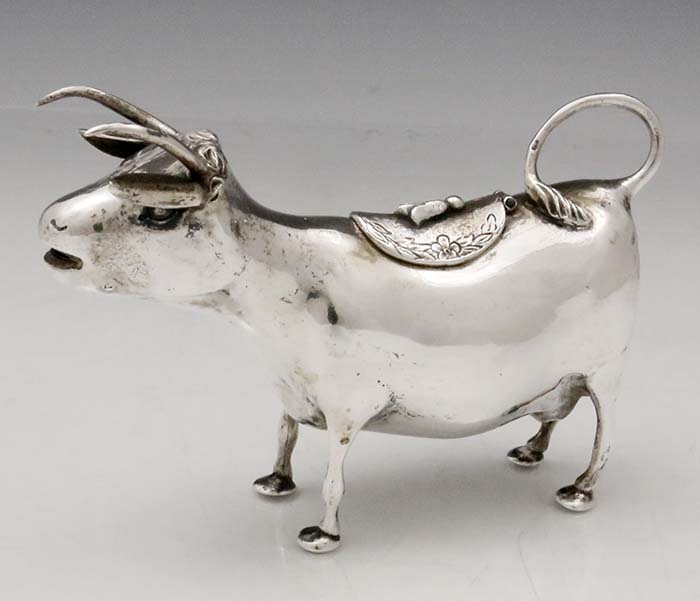 antique silver cow creamer
