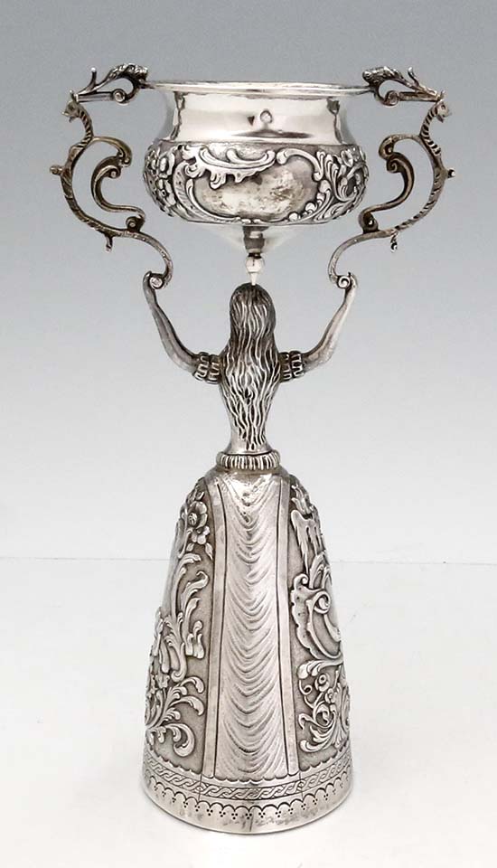 reverse side of Dutch antique silver wager cup