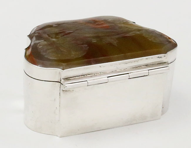 Antique sterling and agate box