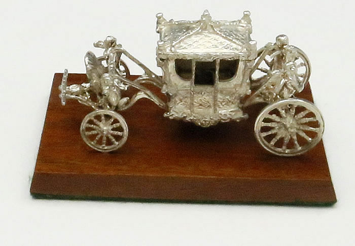 English silver miniature gold coach