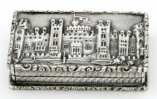English antique silver castle top vinaigrette