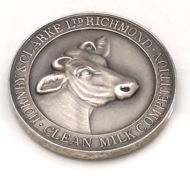 English silver cow medal