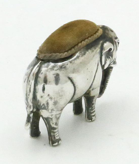 Pin cushion elephant English antique silver