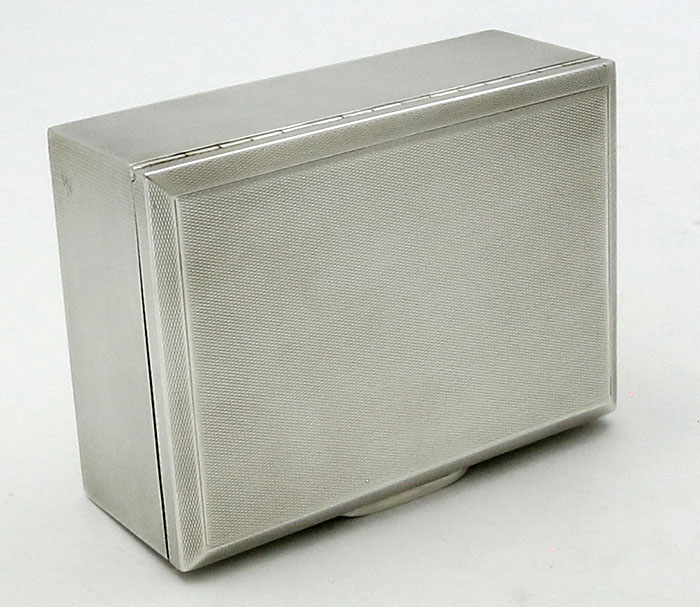 English silver 1927 art deco engine turned cigarette box