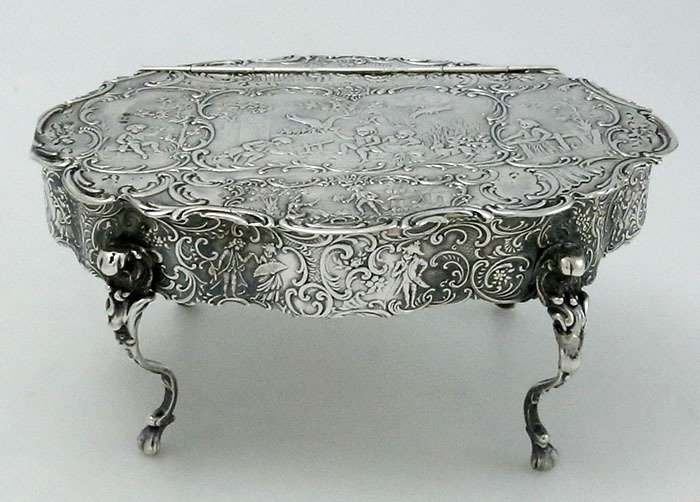 antique import marked footed trinket box