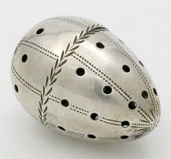 antique engraved vinaigrette egg shaped silver