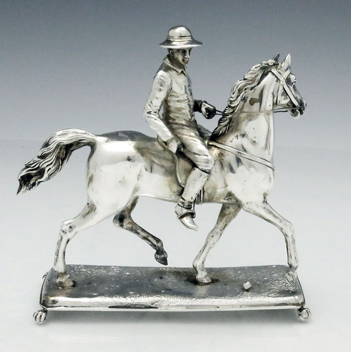 800 German silver antique horse and rider