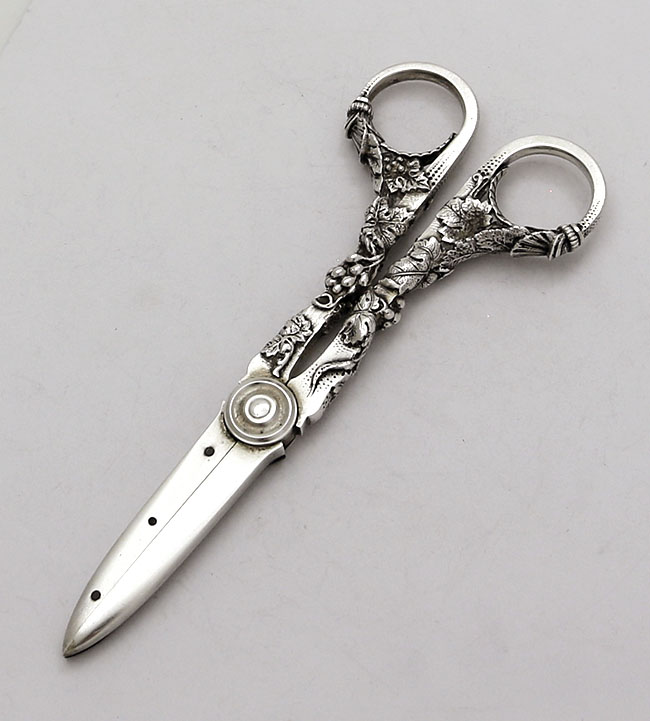 Gorham quality antique sterling silver grape shears cast heavy silver