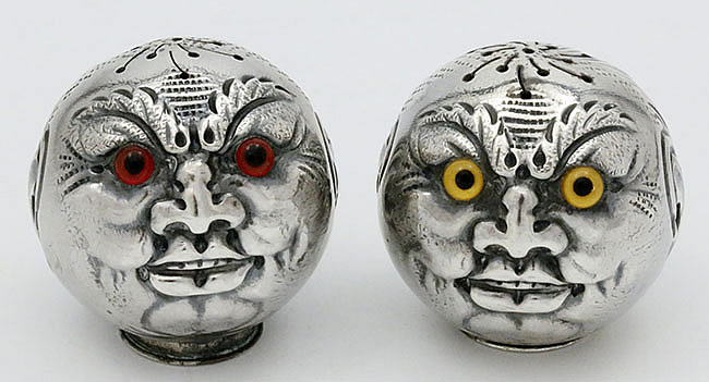 Gorham man in the moon salt and pepper shakers