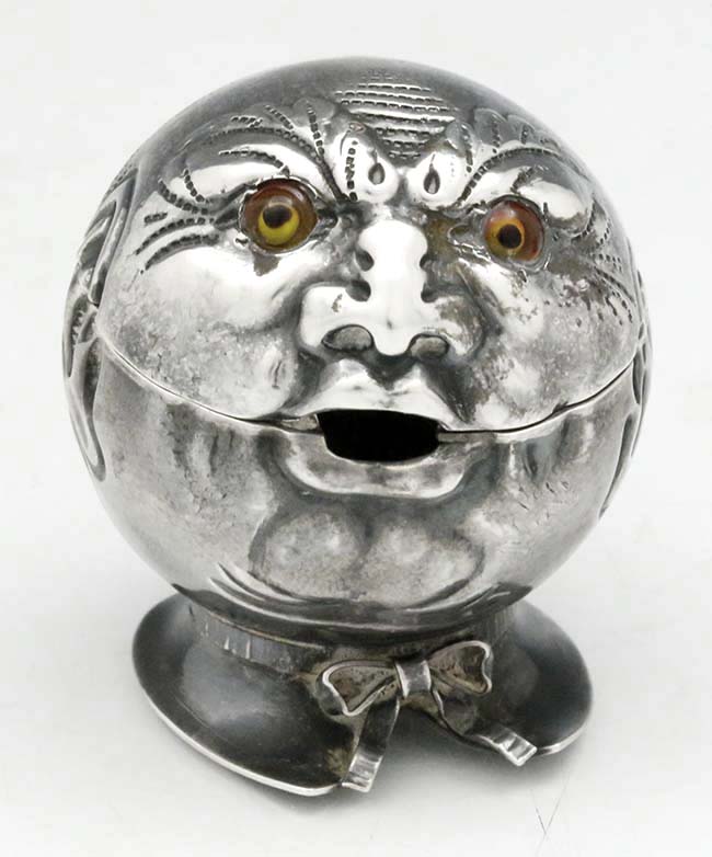 Gorham man in the moon mustard pot sterling silver