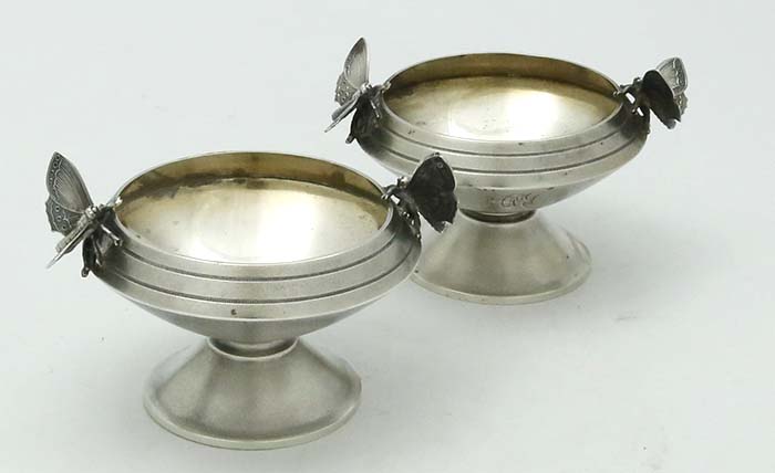 pair of Gorham open salts with butterfly handles