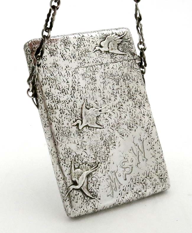 Unusual Gorham antique silver card case sterling silver