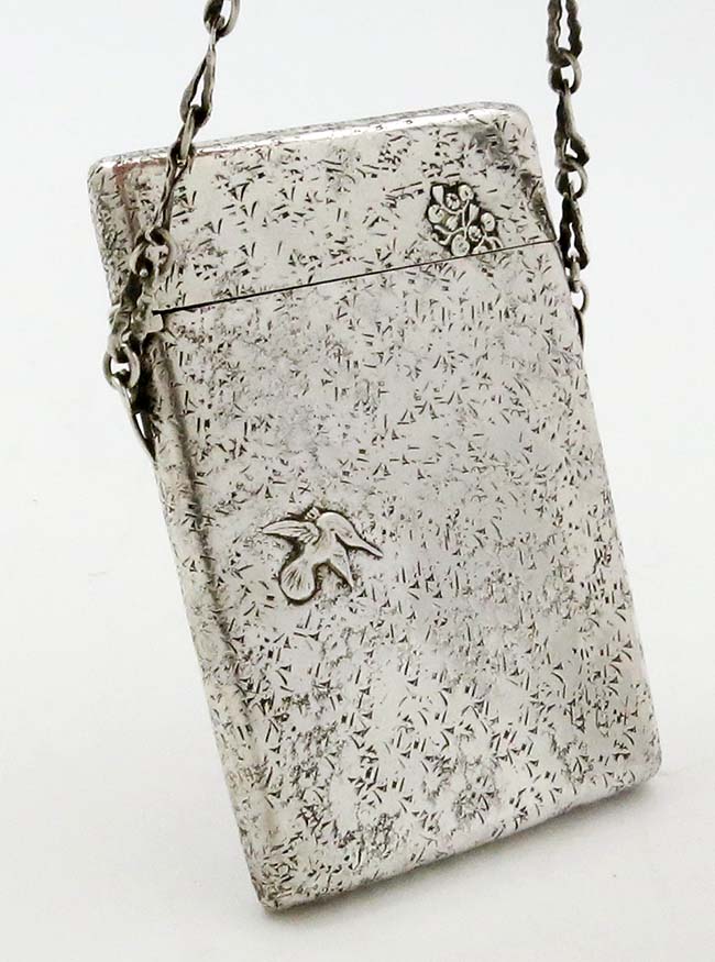 Gorham textured silver card case antique sterling silver