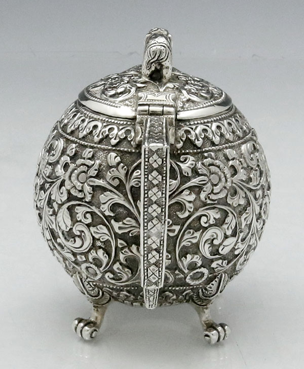 Indian antique silver Kutch region elephant finial cream jug