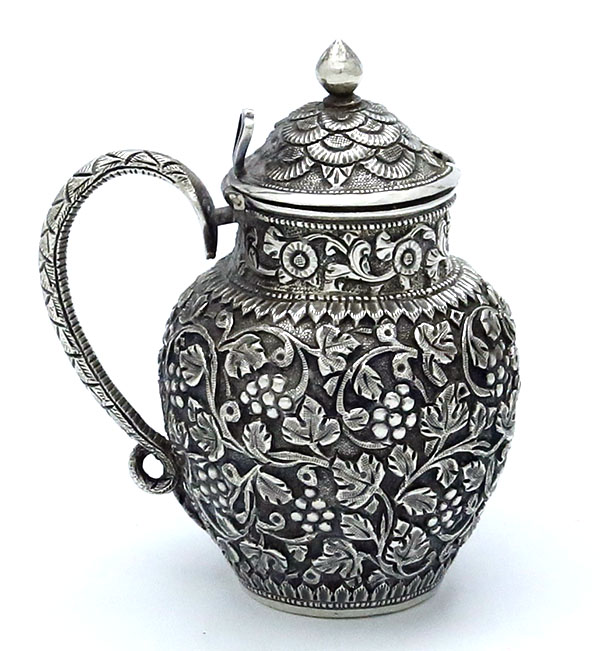 Kutch region Indian silver mustard pot