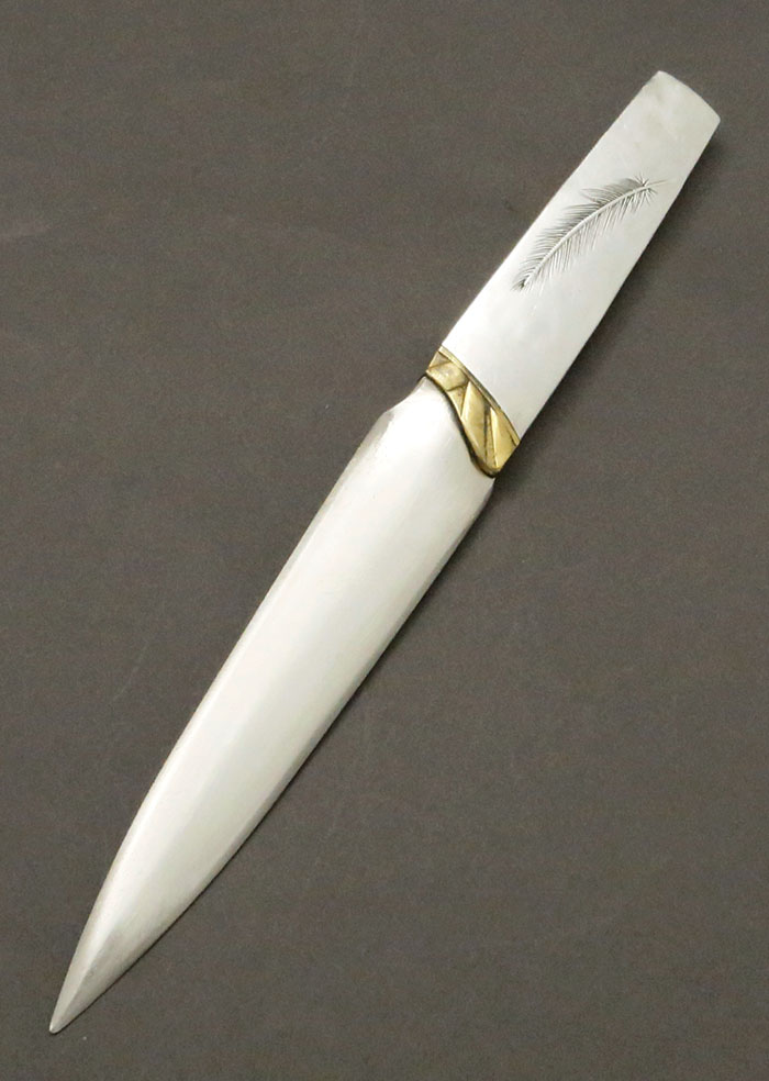 Japanese silver paper knife with feather