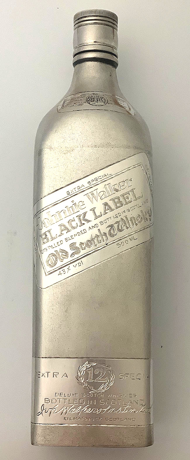 sterling silver vintage whiskey bottle Johnny Walker